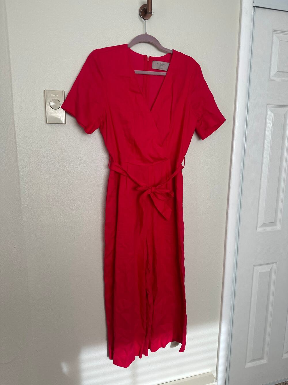 Sz 8 Hot Pink Linen Jumpsuit with Pockets Paul Costelloe Living Studio